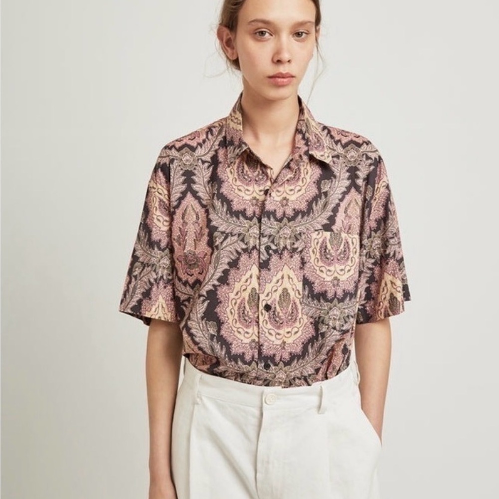 Isabel Marant Iggy Print Short Sleeve Button Up Shirt Oversized Women's XL